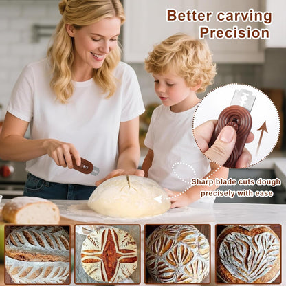 Sis-YaoLan 5 Bread Lame Dough Scoring Knife, Bread Scoring Tool,Upgraded Retractable & Magnetic Design, Anti-Slip