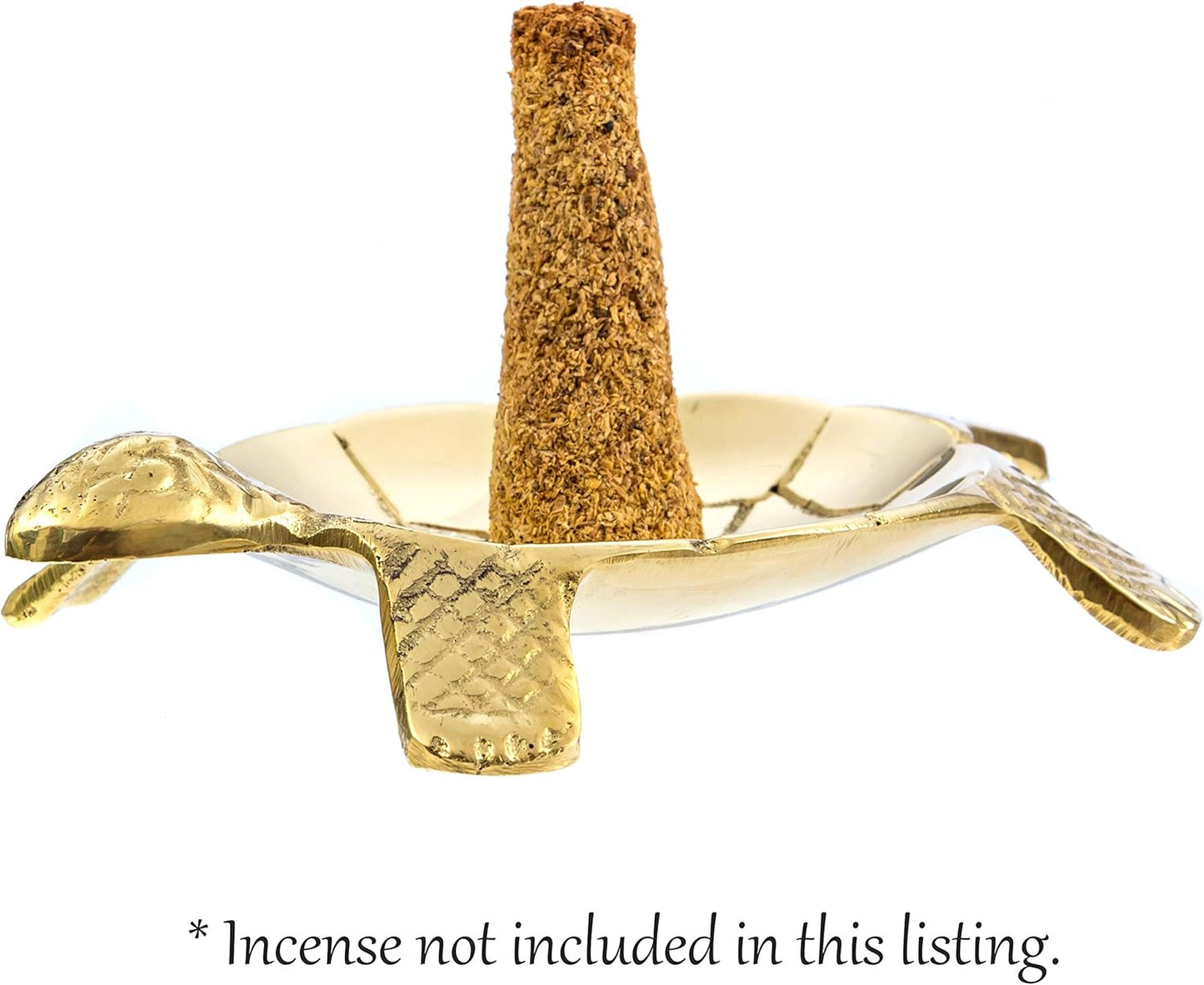 Brass Turtle Incense Holder for Cones, Sticks, Charcoal Discs - 4.75" for Spiritual Home Decor, Meditation