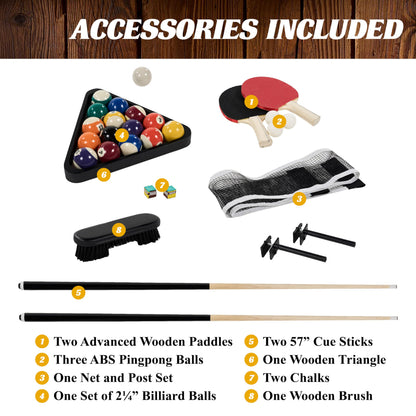 Barrington Billiards Westmont 7' Pool Table, 3-in-1 Dining Top & Table Tennis with Game Accessories & Rolling Storage Caddy