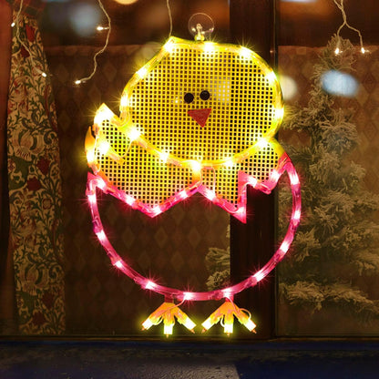 17" LAMPHOME Lighted Hatching Baby Chick in Egg Easter Window Silhouette