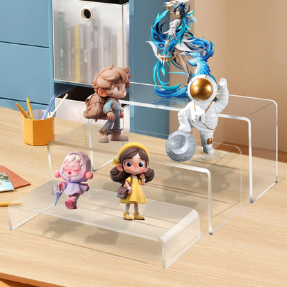 Jusalpha 3 Pcs 12" Large Acrylic Risers 5mm thickness Rectangular Display Shelf for Cupcake Stand, Tiered Display Stand for Funko Candy Shoe Showcase, Collectibles (3 Pieces)