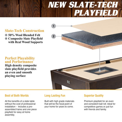 Barrington Monteray 7.5 ft Slate-Tech Pool Table 3-in-1 with Billiards, Table Tennis and Dining Top