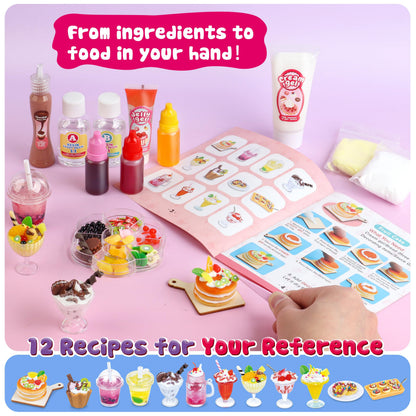 12 Making Miniature Food Toys Set, DIY, Resin Play, NOT Edible, Kitchen Mini Pretend Play Food Set for Kids Age 8-13, Birthday for Girls, 8 9 10, Make Your Food