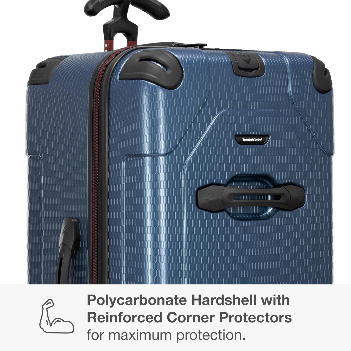 Traveler's Choice Maxporter II Polycarbonate Hardside Trunk with Spinner Wheels, Navy, 31-Inch Large Trunk