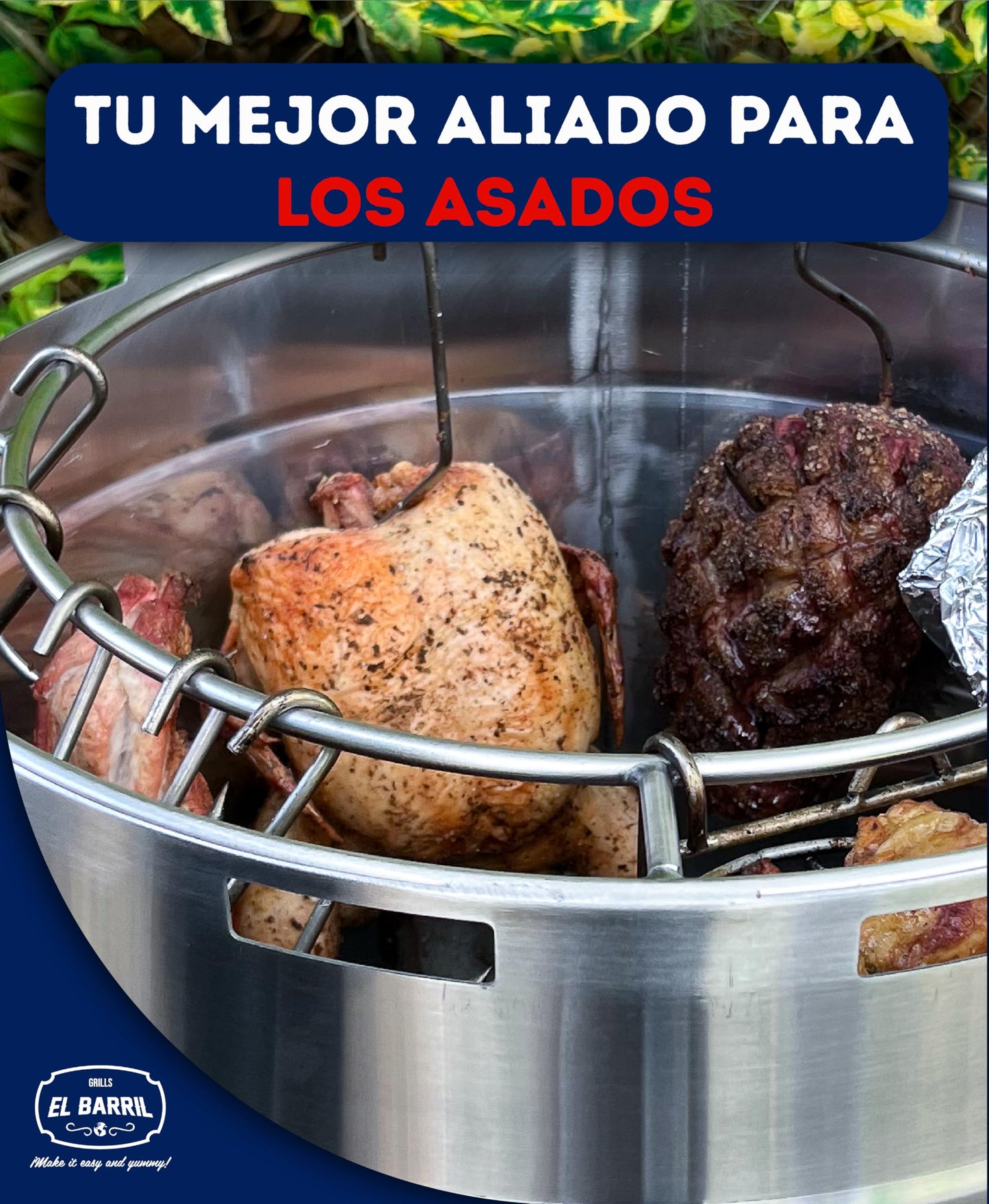 EL BARRIL 30LBS Lite Large Barrel Smoker Grill – Juicy, Even BBQ Every Time, 430 Stainless Steel, Vertical Charcoal Barrel Grill and Rust-Resistant Design, Perfect for Family, Parties & Outdoor