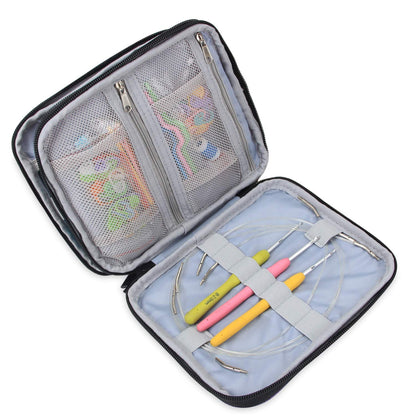 Teamoy Organizer Case for Interchangeable Circular Knitting Needles, Crochet Hooks and Knitting Accessories, Keep All in Place and Easy to Carry, Blue (No Accessories Included)