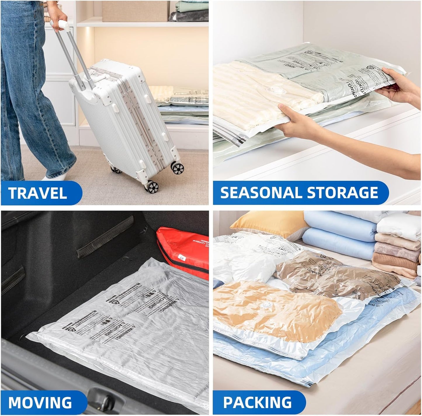 TAILI Jumbo Vacuum Storage Bags - 8 Pack for Comforters & Blankets | Space-Saving 40x31 Inch Bags