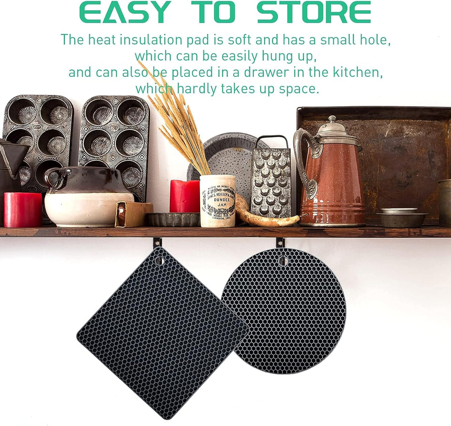 Multi-Purpose Silicone Trivet, Flexible Heat Resistant Pot Holders, Square and Round Mats for Hot Pots and Pans,