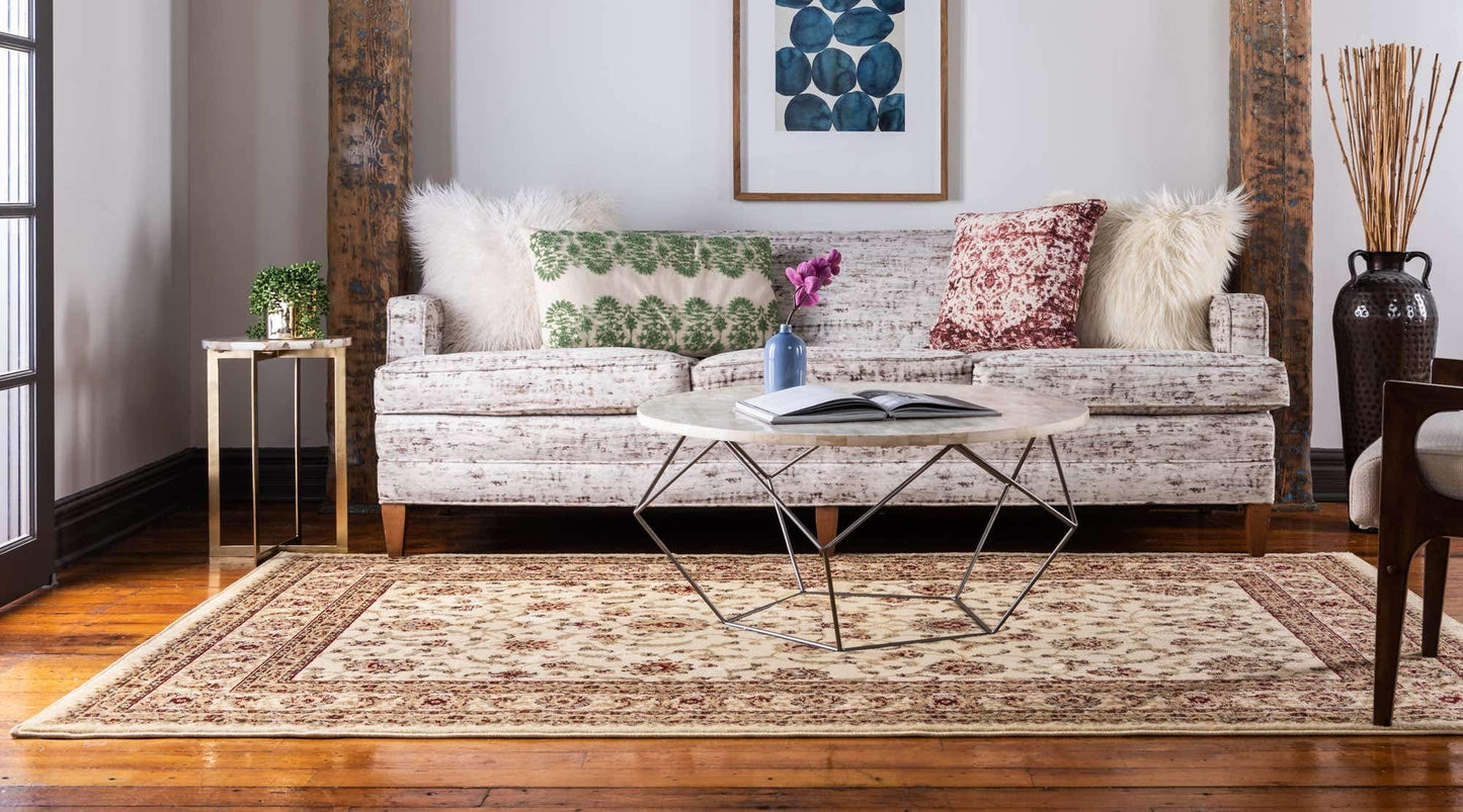 Unique Loom Voyage Collection Traditional Oriental Classic Intricate Design Area Rug (8' 0 x 10' 0 Rectangular, Ivory/Gold)