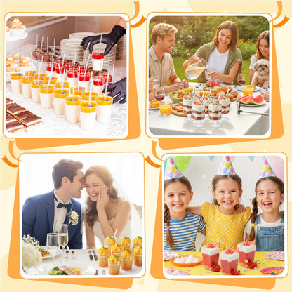 LifeIdeas 380 Pack Mini Dessert Cups with Lids and Spoons, 3 & 4 Oz Reusable Appetizer and Parfait Cups, Perfect as Shooters for Party, Fruit, Ice Cream, Cake & Pudding