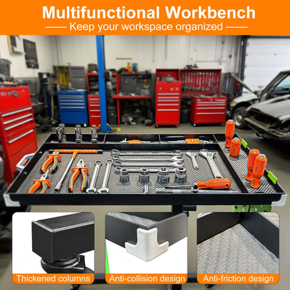 Adjustable Height Mobile Work Table with Rolling Wheels