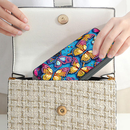 MVVMTOP Diamond Painting Eye Glass Case, DIY Butterfly Diamond Art Glasses Storage Box Sunglass Case for Adults Handmade for Art Craft Gift Travel Sunglass Eyeglasses