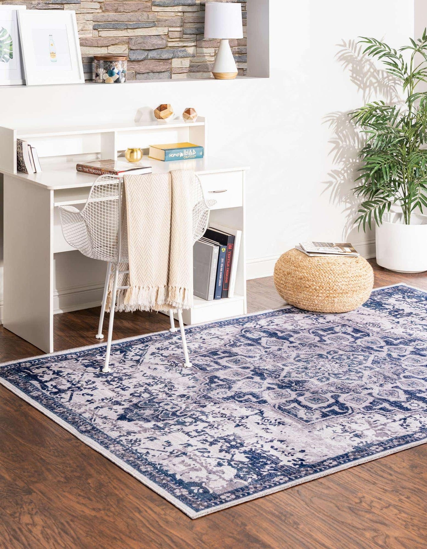 Unique Loom Renaissance Collection Area Rug - Roma (10' 6" x 14' 1" Rectangle, Gray Blue/ Ivory)