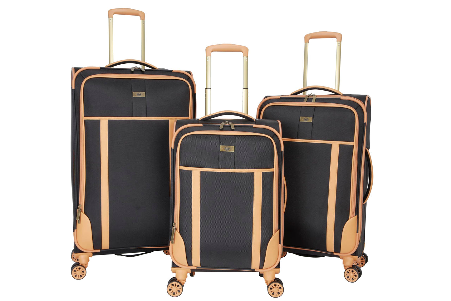 Dockers Seahorse Softside Expandable 8-Wheel Spinner Travel Checked Luggage, 3-Piece Set, Black