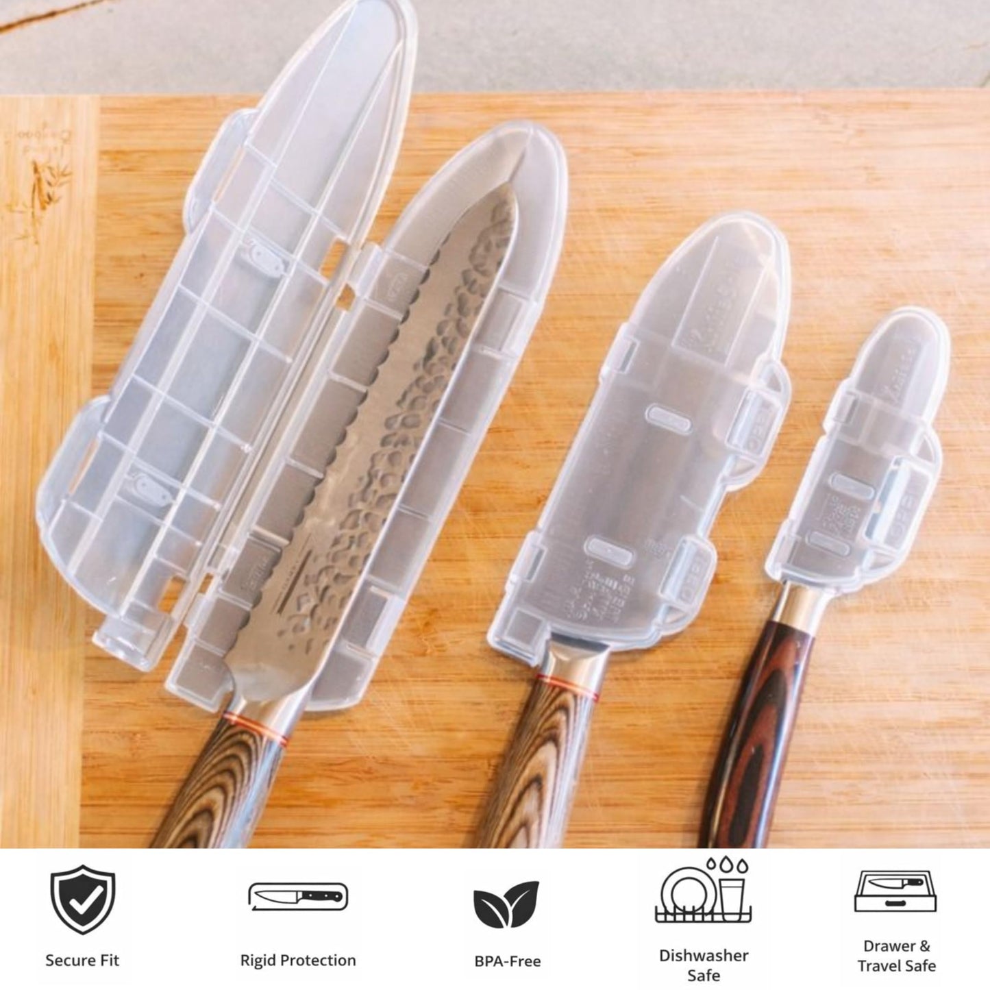 Agilux Blade Guard 8" Knife Blade Protector Made in USA Safe Storage and Transport for Kitchen Knives Protects Edges in Drawers Travel Camping RV