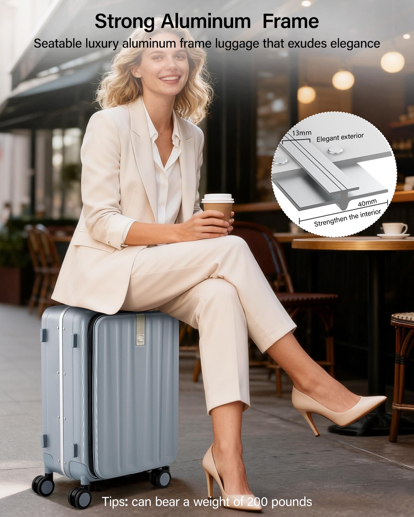 Hanke 26 Inch Large Checked Luggage PC Hard Shell Luggage Top Opening Travel Luggage Suitcases with Wheels for Woman Men.(Grey)