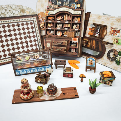 JOINCON DIY Miniature House Kit Tiny House Bakery Shop Dollhouse Miniature Kit for Adults Teen Mini House Building kit 3D Wooden Puzzle Gifts Home Decor- Bear Bakery (SQ-65)