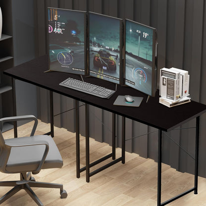 YSSOA 32 Inch Black Computer Desk, Modern Simple Home Office Work Study Writing Table with Headphone Hooks