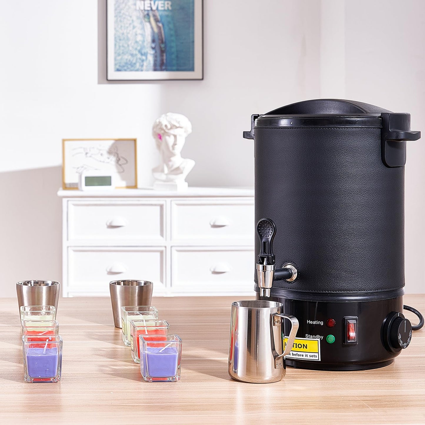 VEVOR 10Lbs Wax Melter for Candle Making, Large Electric Wax Melting Pot Easy Pour Spout, 9-Level Temperature Control, Easy Clean for Candle Soap Cream Beauty Bulk Production Business