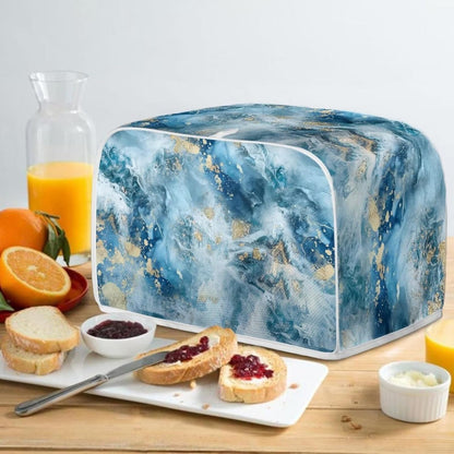 ZDCUSTOM Blue Marble Toaster Cover, Quilted 4 Slice Dustproof Appliance Protector for Kitchen