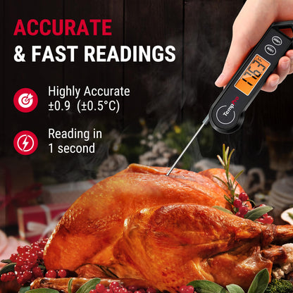 TempPro TP19H Waterproof Digital Meat Thermometer with Ambidextrous Backlit and Motion Sensing Cooking Food Thermometer for BBQ Grill Smoker Oil Fry Candy Thermometer (Previously ThermoPro)