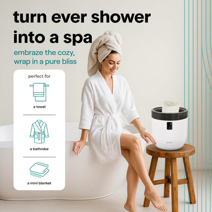SereneLife Counter Towel Warmer Bucket - with Customized Fragrance for Spa and Bathroom, Luxury Heater, Auto Shut Off, Fits 1 Large Blanket, Bathrobe, PJs (Natural)
