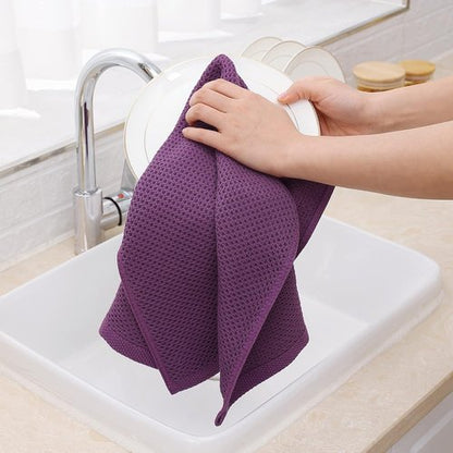 Homaxy 100% Cotton Waffle Weave Dish Towels - Ultra Soft & Absorbent, Quick Drying | 13 x 28 Inches, 4-Pack, Purple