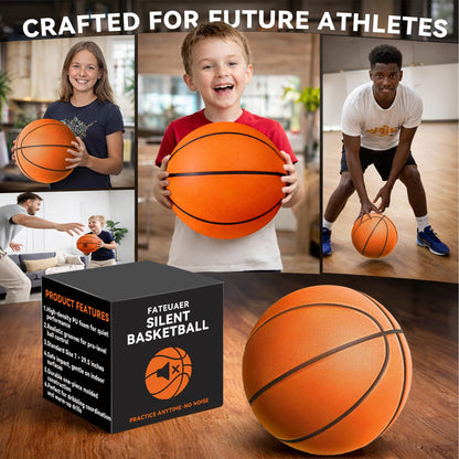 Silent Basketball Size 7(29.5"),Foam Indoor Basketball No Air Needed, Pro PU Foam ball with Grooved Grip,Solid Ball in Gift Box,High Rebound,Higher Quiet Basketball for Home Dribbling Practice