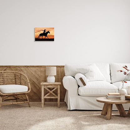 Stupell Industries Cowgirl Sunset Silhouette Landscape Wall Plaque - Designed by J.C. Leacock, 15 x 10
