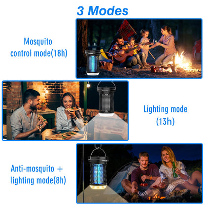 PALONE Solar Bug Zapper Outdoor, Detachable Solar Mosquito Zapper, Insect Zapper Indoor with LED Light, 4500V Fly Zapper 4 in 1 Electric Bug Zapper for Outdoor Camping Patio Garden Mosquito Killer