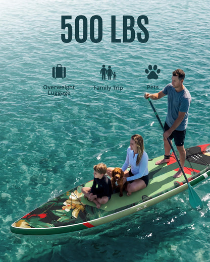 ZLX 11'6" Extra Wide Inflatable Paddle Board, Touring Stand Up Paddleboard, Fast-Tracking SUP for Long-Distance, Stable Center Fin, Portable Backpack & Accessories for Adults, 500lb/3 People/Family