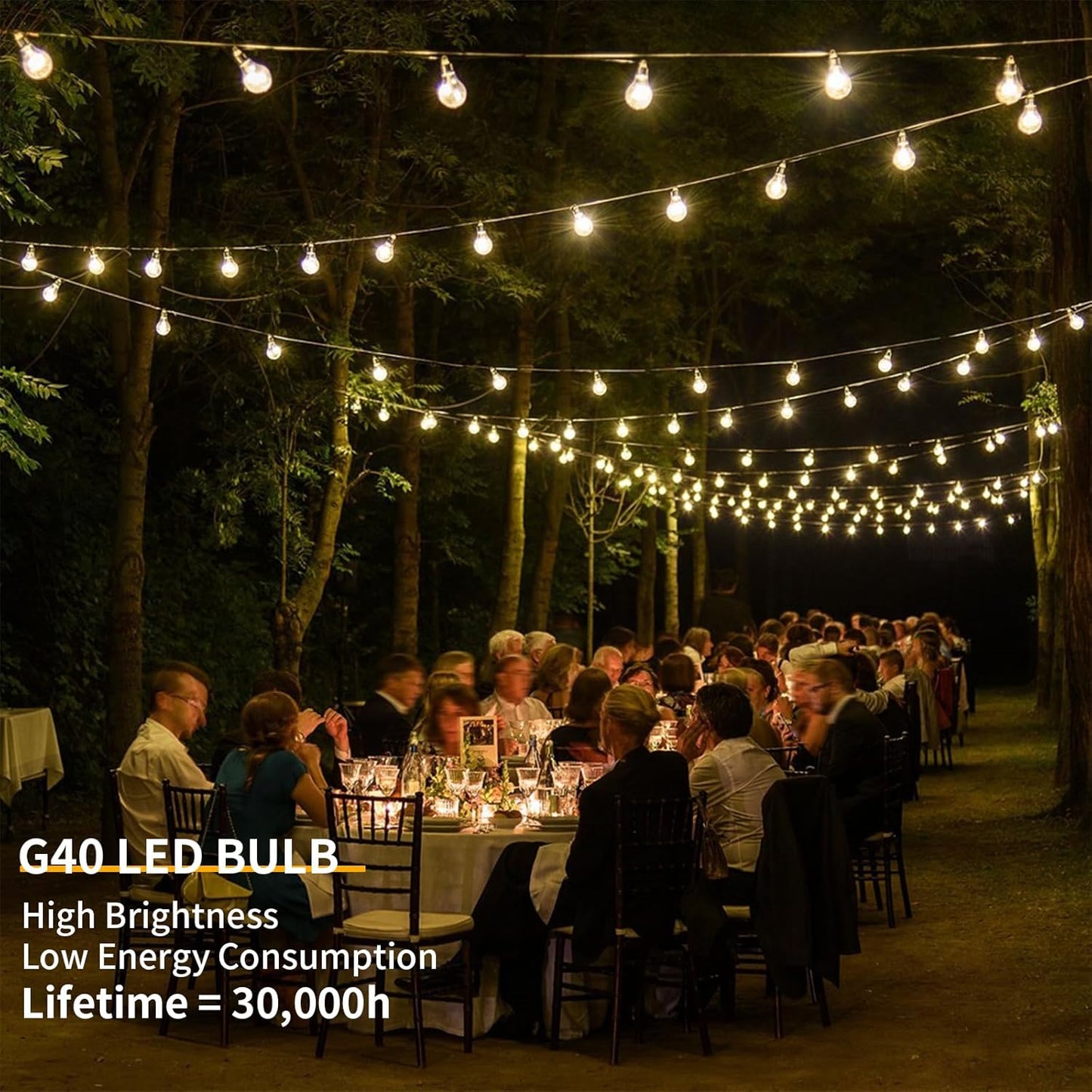 ShineU 60FT G40 Dimmable 27 Bulbs, LED String Lights with Remote, Globe for Patio, Edison Shatterproof Waterproof