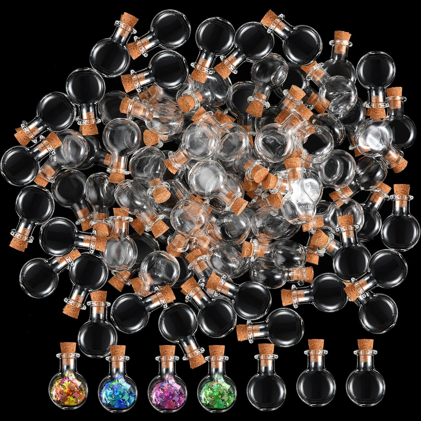 Zhehao 300 Pcs 2 ml Mini Glass Bottles Jars with Cork Stoppers Small Wishing Bottle Tiny Jars with Cork Mini Potion Bottles Clear Drifting Bottle for Wedding Birthday Party DIY Crafts Supplies