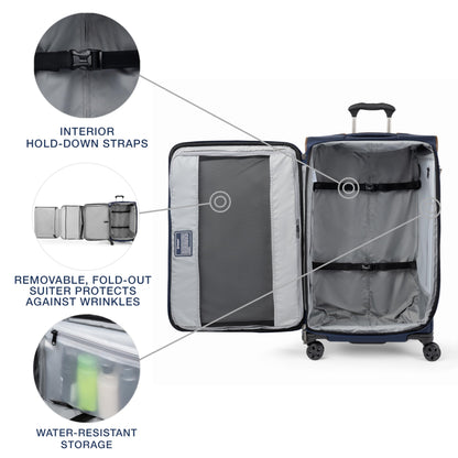 Travelpro Crew Classic Lightweight Softside Expandable Checked Luggage, 8 Wheel Spinner Suitcase, TSA Lock, Men and Women, Checked Large 29-Inch, Patriot Blue