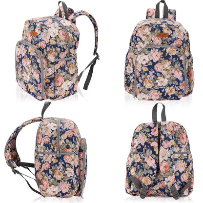 Hanfetch Yarn Storage Organizer Knitting Bag Backpack Large size with Grommets Portable Crochet Bag Yarn Keeper for Yarn Skeins， Crochet Hooks, Knitting Needles and Other Accessories (Peony)