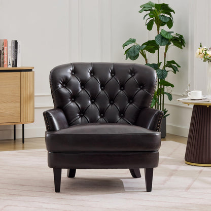 Christopher Knight Home Tafton Tufted Leather Club Chair, Brown 35D x 33.5W x 34.5H in