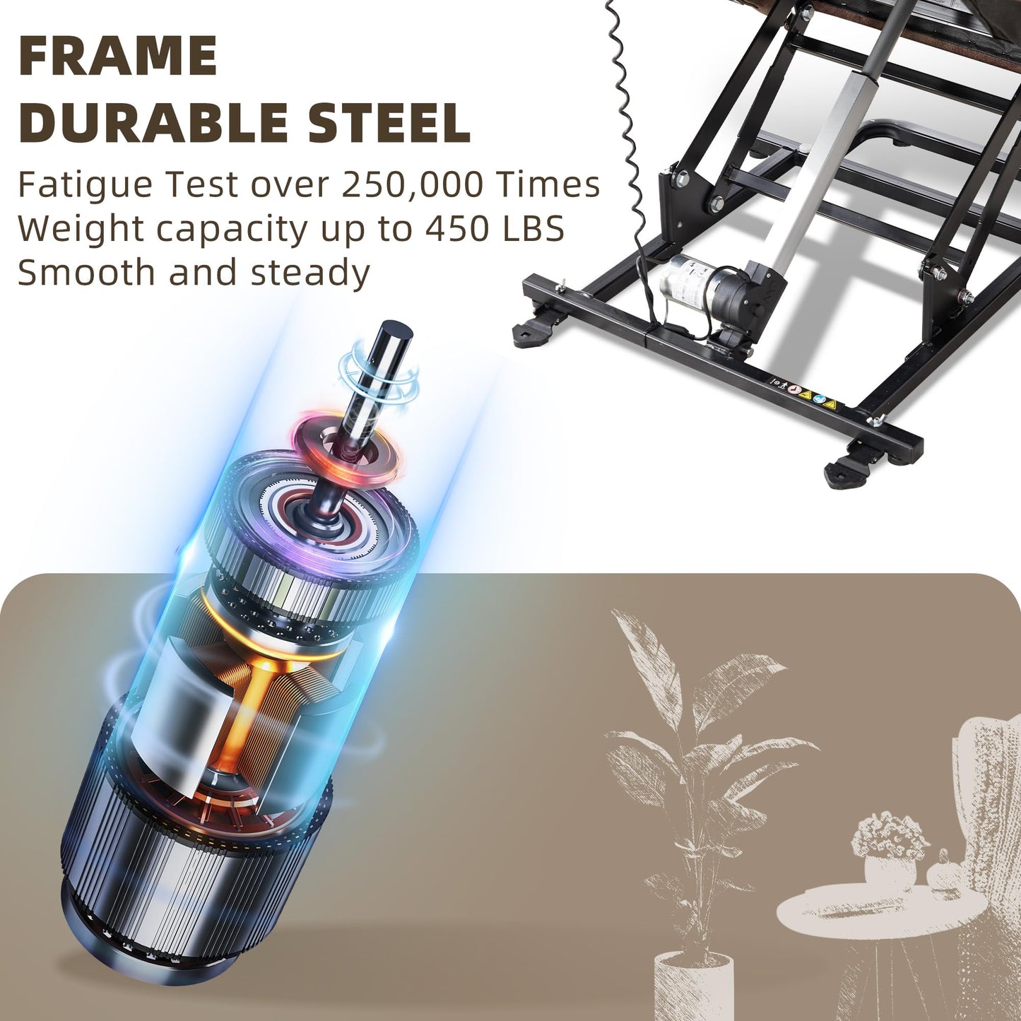 CANMOV Power Lift Recliner Chair for Elderly with Vibration Massage and Lumbar Heating, Overstuffed Electric Lift Chair with Side Pocket and 2 Cup Holders for Living Room, Brown