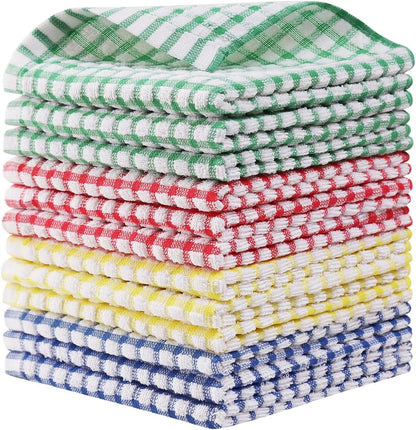12 Packs 12x12 Inches 100% Sets Egles Kitchen Dishcloths Cotton Kitchen Dish Cloths for Washing Dishes Scrubbing Wash
