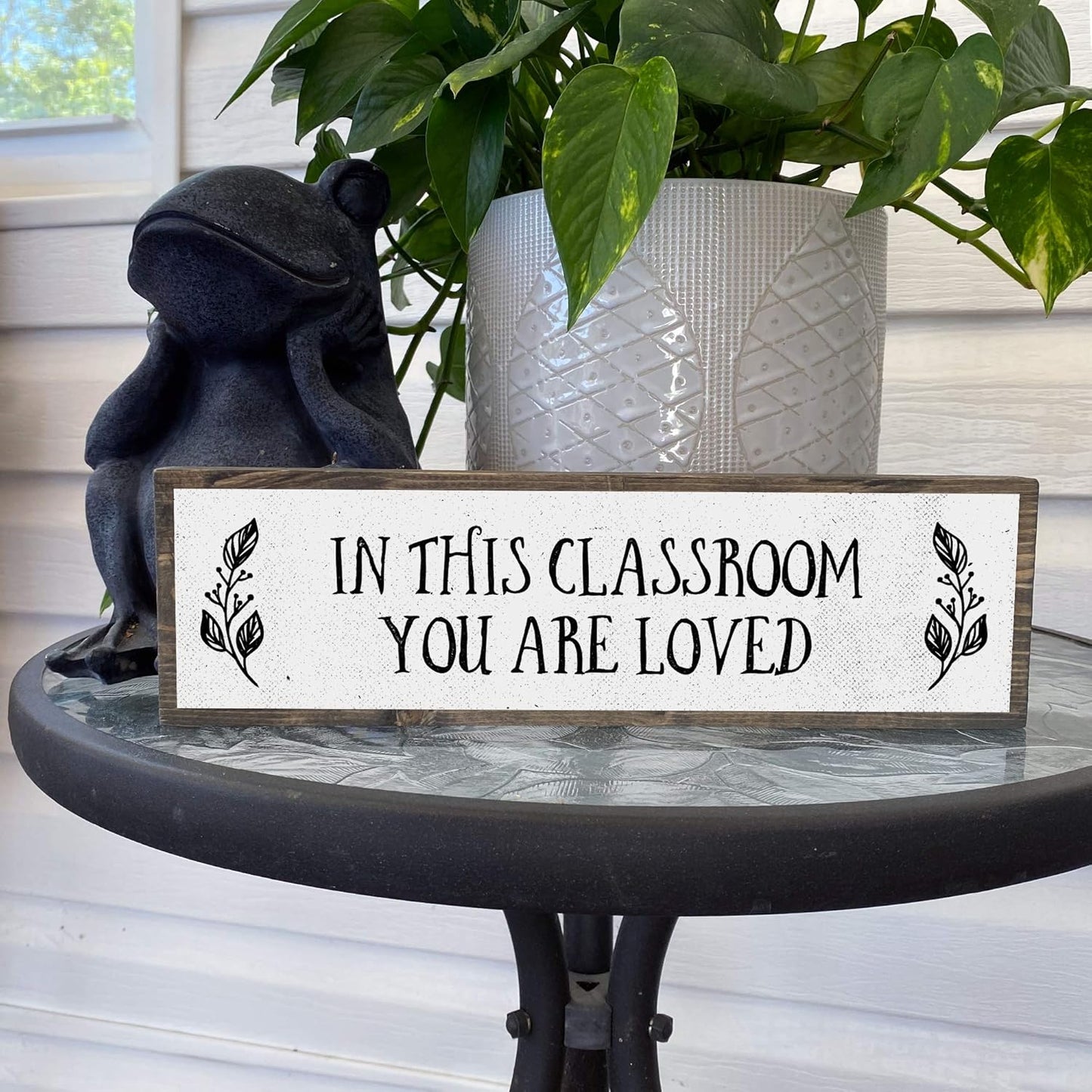 Teacher Wood Signs, Medium Wood and Metal, "In This Classroom You Are Loved"