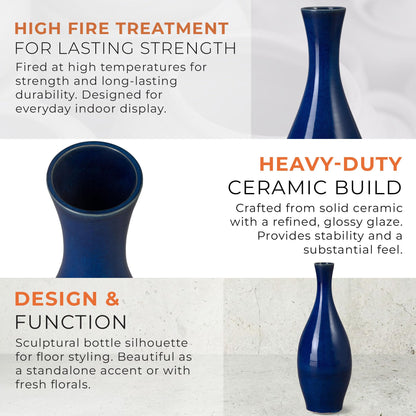 Emissary - Bottle Vase, Blue 8.5x23 H