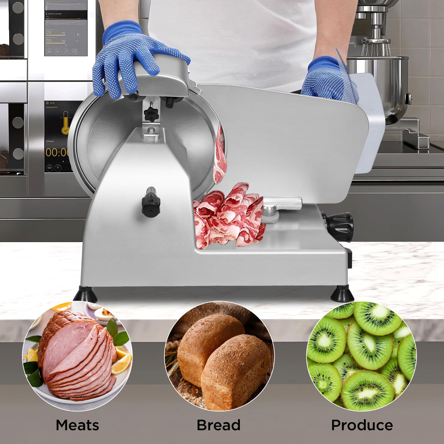 Paladin Equipment 10" Commercial Meat Slicer, Electric Deli Slicer with Stainless Steel Blade, Adjustable Thickness and Built-in Sharpener, Food Slicer for Meat, Bread and Cheese, Simple to Clean