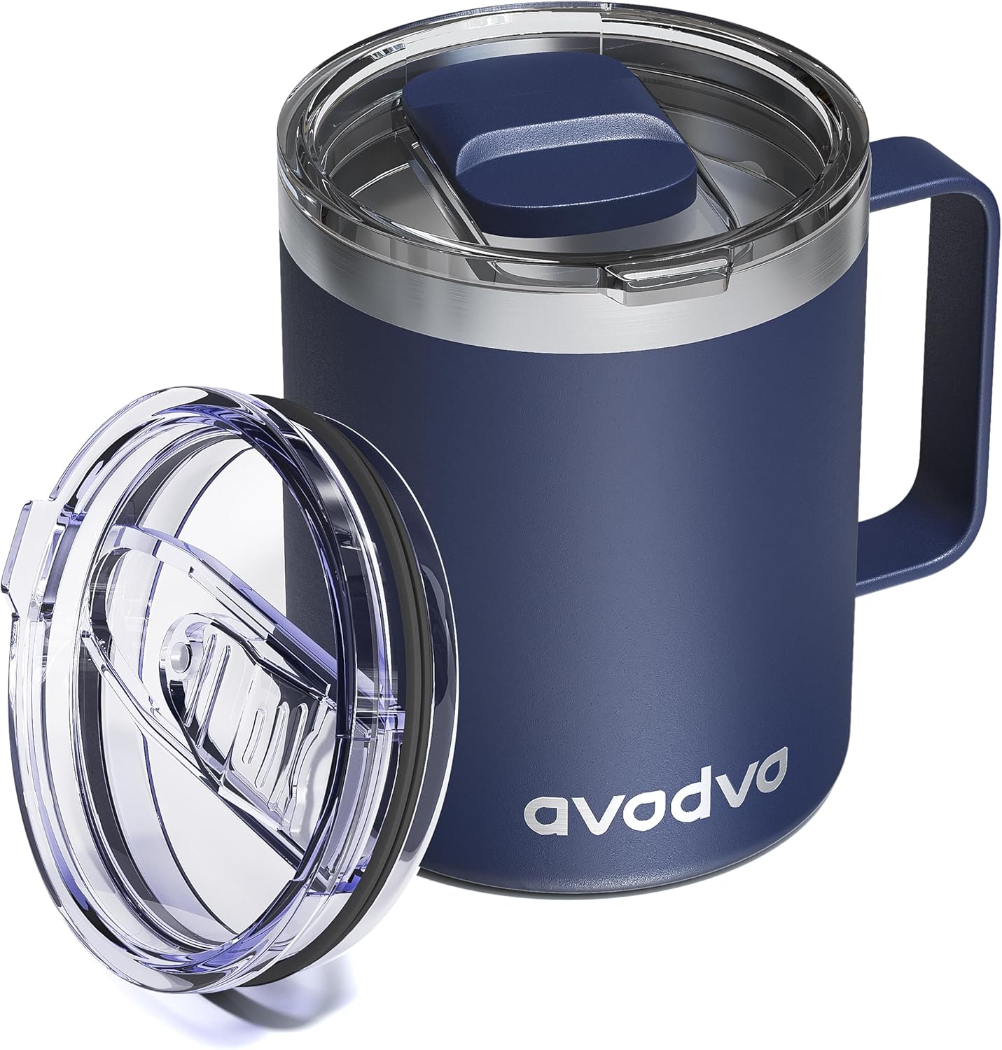 12oz Insulated Coffee Mug with Lid Includes Two Lids, Stainless Steel Coffee Travel Mug with Handle, Double Wall Vacuum