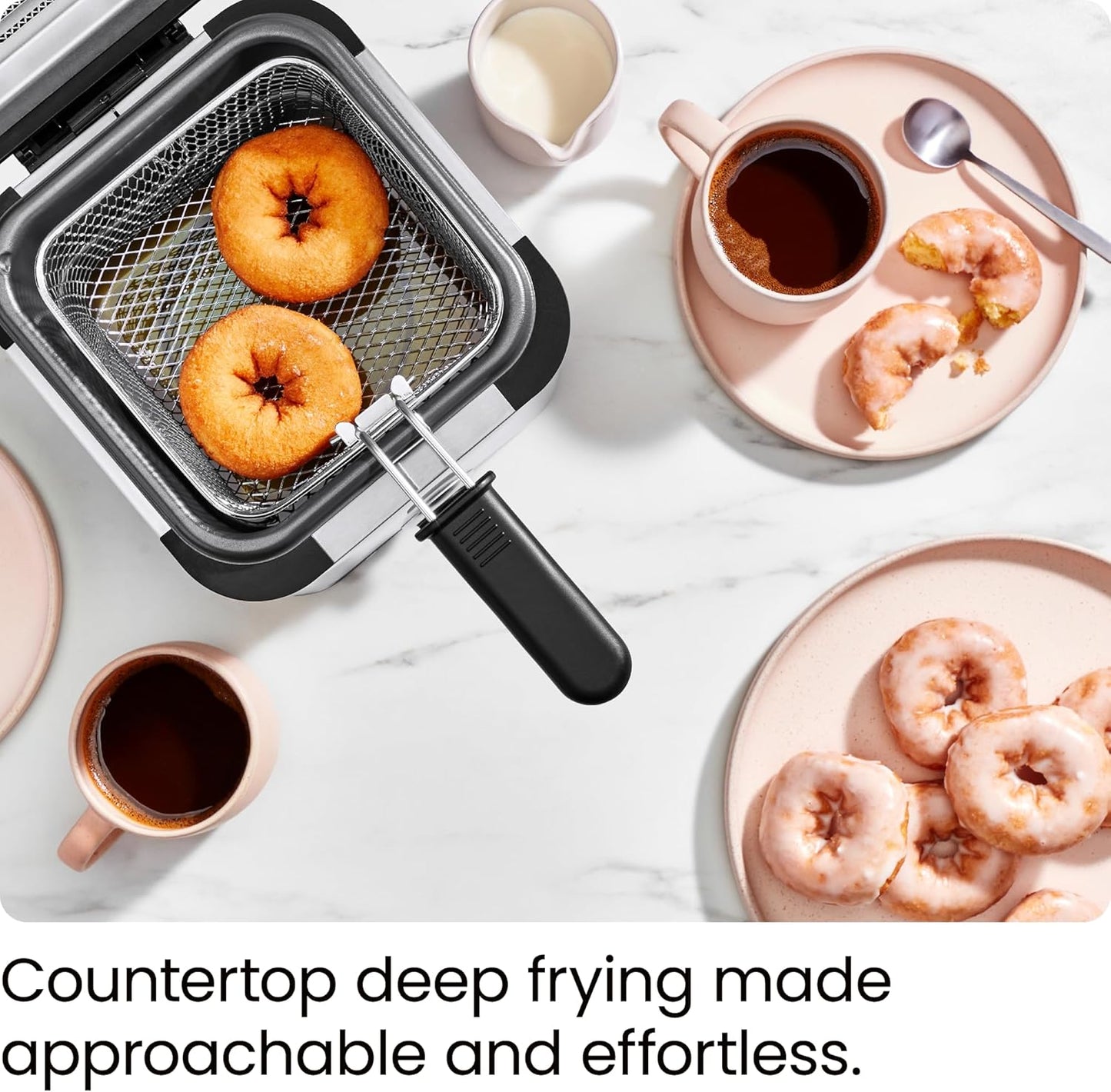 Chefman Fry Guy, Compact Deep Fryer with 1.6-Quart Capacity, Easy-View Window, Adjustable Temp Control, Stainless