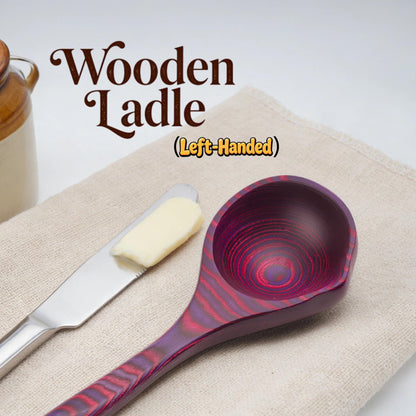 8 PCS Pakkwood Left-Handed Kitchen Utensil Set | Kitchen Cooking Utensil Set with Soup Ladle | Pakkawood Utensils | Non-Stick Wooden Spoons for Cooking | Byzantium