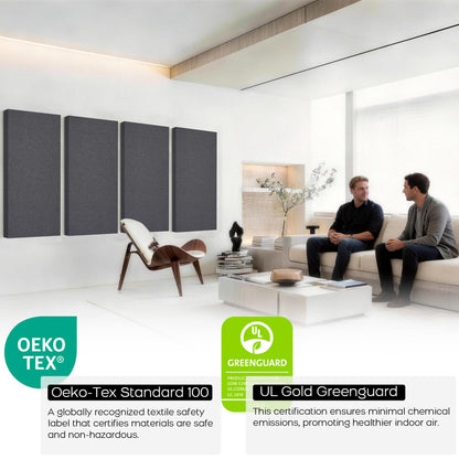 BUBOS 2-Pack Fabric Acoustic Panels with Hanging Hardware, 47.2" x 23.6" x 2" Large Soundproofing Wall Panels, High-Density Sound Absorbing Decor for Home Theater, Studio & Office,Grey