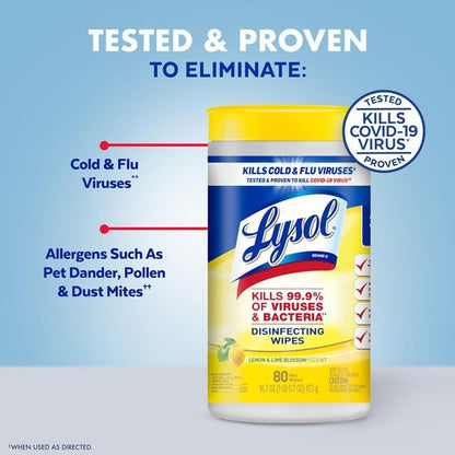 Lysol Disinfecting Wipes Bundle - All-Purpose Multi-Surface Cleaner | 80 Count (4-Pack)