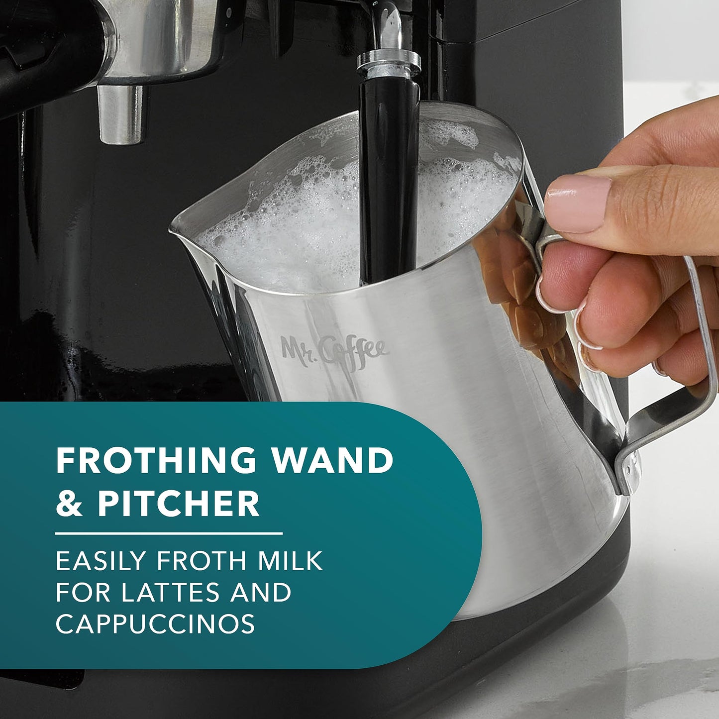 Mr. Coffee 4-Shot Steam Espresso Cappuccino and Latte Maker with Stainless Steel Frothing Pitcher