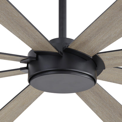 WINGBO 60" Black Ceiling Fan without Light, Modern Large Ceiling Fan with Remote Control, 6-Speed Reversible Noiseless DC Motor, Black/Driftwood Blades for Living Room, Bedroom & Covered Outdoor
