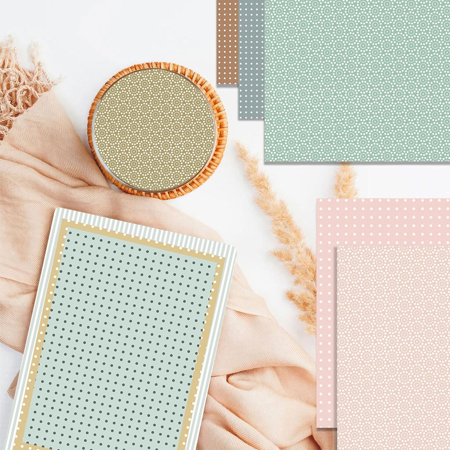 MIATTCLD 12x12 Scrapbook Paper Double Sided Patterned Paper for Scrapbooking, 24 Sheets/24 Designs Wedding Background Papers Boho Decorative Craft Papers for Card Making Journaling Decor (Brown)