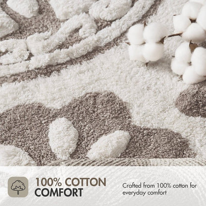 Madison Park Casablanca 100% Cotton Tufted Bathroom Rugs Luxurious Plush Medallion Floral Pattern Bath Mat Absorbent, Quick Dry, Spa Design Shower Room Décor, Rectangle 20" x 30", Taupe